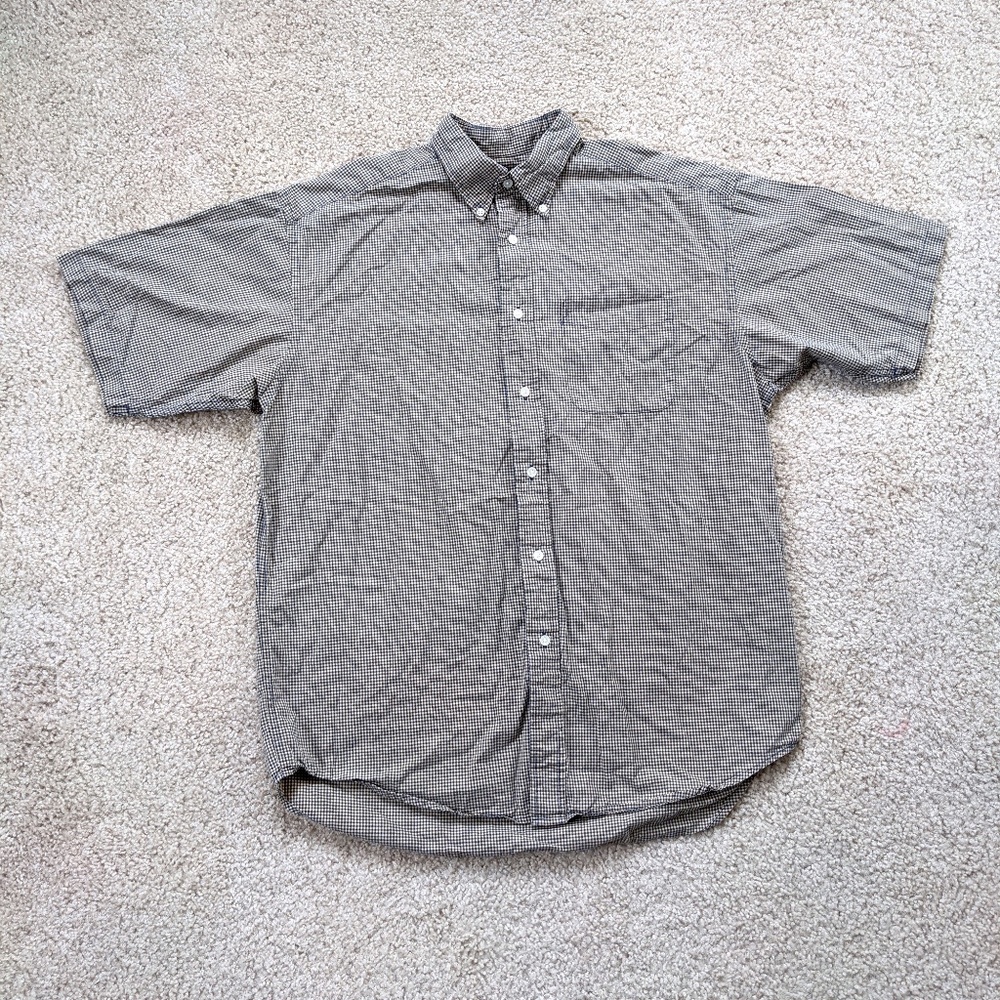 Banana Republic Button Up Short Sleeve Shirt Men's Large Yellow Black